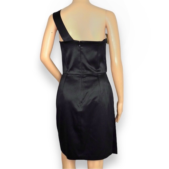 Max and Cleo Ruffle One Shoulder Cocktail Dress Black / Cream Size Small - Picture 6 of 11